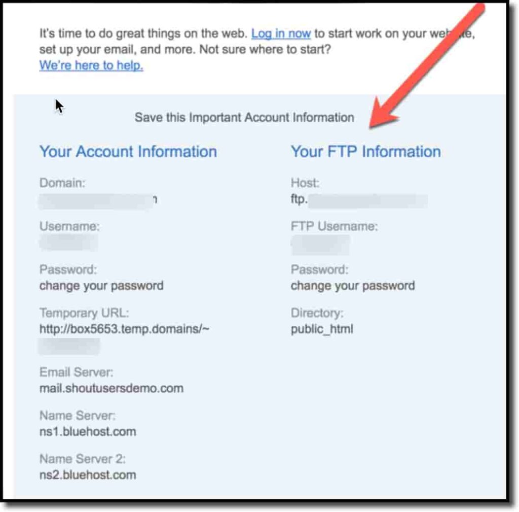 Login credentials by mail